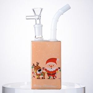 Orange 4 couleurs Noël 14mm Femelle Joint Narguilé Boisson Bouteille Perc Mini Petits Rigs Dab Rig Silicone Bongs Avec Bol Style De Noël WP21103