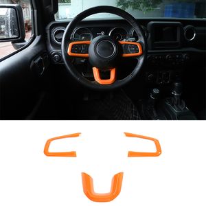 Cubierta decorativa para volante de ABS, color naranja, para Jeep Wrangler JL JT 18+, accesorios exteriores para automóviles