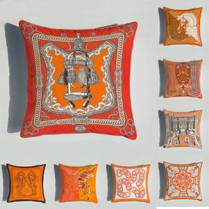 Fundas de almohada con estampado de lujo naranja, modelo de Villa, habitación flotante, decoración de ventanas, imagen, funda de almohada cuadrada, cojín de protección de cintura