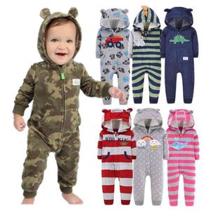 Orangemom Spring Fleece Baby Mamelucos Abrigos para ropa infantil con capucha con oreja Lovely Camo Jumpsuits Boys Clothing Home 210816