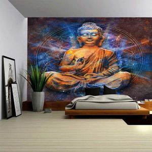 Decoración oriental, tapiz étnico de Buda, alfombra colgante de pared de meditación moderna, mural decorativo
