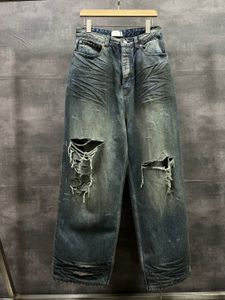 Balle originale lavée en vrac teint déchiré jean sale haute rue Jeans décontractés pantalon en jean mode hommes en vrac Hiphop Streetwear Jeans décontractés