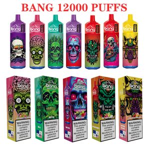 Bang Box Original 12000 Puffs E Cigarettes Starter Kit 12 12K Puff Gros Vaporisateurs Jetables Vape Mesh Coil LED Lumières Batterie Rechargeable 23ml Pods Pré-remplis