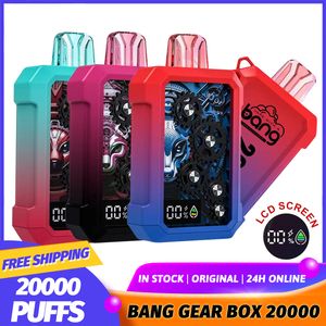 Box Bang Gear Box 20000 Puffs LCD écran Puff 20000 20k Mesh Coil 25ml Vapes Puffle jetable 20K 15K 12K 9K 15000 12000 10000 VACPER ATVS MRVI ELF VAPE BAR