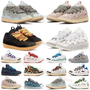 Chaussures décontractées originales Mesh Weave Lacets Plateforme Chaussure Noir Rose Bleu Clair Gris Blanc Scarpe Embssed Violet Cuir Veau Nappa Chaussure Classique Chaussure Avec Boîte