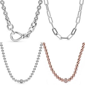 Original Chunky Infinity Knot Beads Sliding Me Link Collar de cadena de serpiente para la moda 925 Sterling Silver Bead Charm DIY Joyería Q0312L