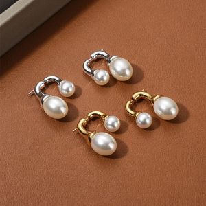Boucles d'oreilles en perles de taille avant et arrière de la marque du créateur original Stud S925 Silver Needle Trend All-Match Fashion 18K Gold