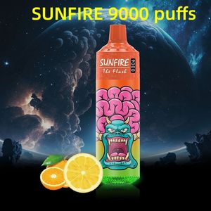 Sunfire Disposable E Cigarette 9000 9K Puffs Puffs jetable Vape Puff 9000 Rechargeable 600mAh Batterie Puff Vape Bar jetable ECIG USA Espagne France Europe pour la tornade