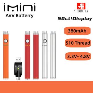 Original E Cigarrillo Batería de cobre 380mAh Negro Rojo Blanco Naranja Plata Recargable 2.4ohm AVV Precalentamiento Baterías Vape Pen para cartuchos de 510 hilos Carro de precalentamiento