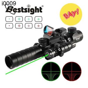 EG 3-9x32 Cabro de caza Táctico óptico Riflescopio rojo Reflex holográfico Iluminado 4 Retícula 3 en 1 combo