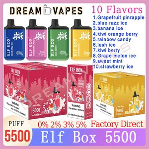 Original ELF BOX 5500 Puff Jetable E Cigarettes Pod 1.2ohm Mesh Coil 13ml Pod Batterie Rechargeable vape stylo 0% 2% 3% 5% en choc