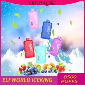 Elfworld Iceking 8500 Puffs E Cigarettes Mesh Coil Disposable Vape Pen 550mAh 17ml Eliquid et Battery Digital Affichage