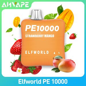 Elfworld d'origine PE 10000 Puffs Disposable Vape Pen Pods E Cigarette 0/2/3/5% NIC avec 500mAh Batter de batterie rechargeable Bobine de poube