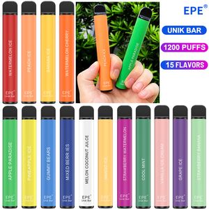 Stylo jetable original de Vape de barre d'EPE Unik 1200 souffles 15 saveurs 4ml 700mAh stylo mince de Vape