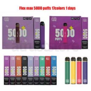 Flex Flex Maxi 5000 Puffs Rechargeable Replayable Replayable 5000 Puffs Electronic Cigarette Starter Kit 12ml 850mAh Autorisation 17 FLAVORS HAUTE QUALITÉ