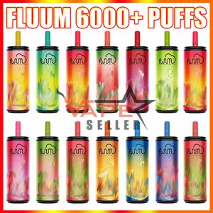 Original Fluum 6000 Puffs Bar Disposable Vape Pen E Cigarette With Rechargeable 600mAh Battery 15ml Prefilled Pod Mesh Coil 0% 2% 3% 5% Strength Big Vapor Kit