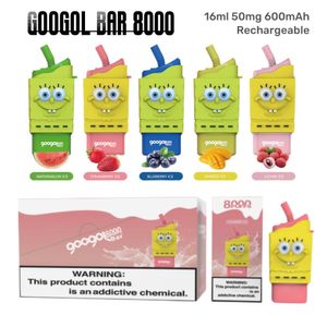 Original Googol Bar Puff 8000 Éponge Disaposable Vape Pen E Cigarette 16ml Prérempli 600mAh Batterie Rechargeable 10 saveurs En Gros Chine Usine 7000 5000