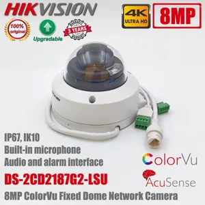 Hikvision DS-2CD2187G2-LSU 8MP 4K POE WDR IP67 IK10, micro intégré, caméra dôme ColorVu AcuSense, Interface d'alarme Audio, Original