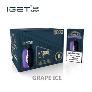 Original IGET moon 5000 Puffs Kit de dispositivo de cigarrillos electrónicos desechables vape Pod kit de inicio 13 ml Batería precargada de 1750 mAh Auténtica venta al por mayor