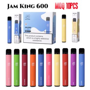 E Cigarette Jam King 600 Vape Pen 2ml Prérempli Vapes en vrac Jetable Puff 20mg 2% 550mAh Batterie Vaper Desechable Gros Jus Starter Kit UK elfbars