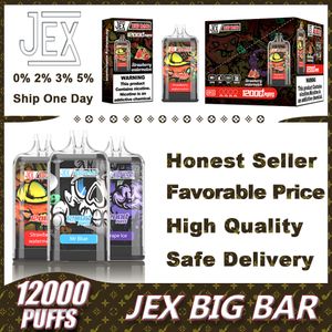 JEX BIG BARS 12000 12k Puff 12000 12K Rechargeable Écran Affichage Disposable E Box Box Box Mesh Coil Vape Vape With 20ml 500mAh Randm 15000 15K