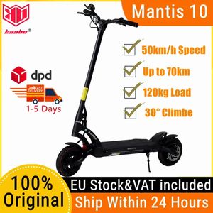 EU Stock Version originale V2 Kaabo Mantis 10 48V 18.2AH Trottinette électrique intelligente 50 km / h Vitesse rapide 800w Double amortisseur de frein KickScooter TVA incluse