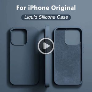 Coque originale en Silicone liquide pour iPhone, compatible modèles 15, 13, 11, 12, 14 Pro Max, Mini, antichoc, 7, 8 Plus, XS, XR, X, SE, accessoires