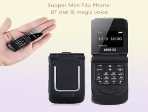 Longcz original J9 066quot les plus petits téléphones cellulaires Mini Flip Mobile Phone Mobile Wireless Bluetooth Diable FM Magic Voice Hands Earp1584825