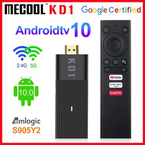 MECOOL KD1 TV SMART TV AMLOGIC S905Y2 TV Box Android 10 2GB 16GB Certificado Certificado 1080p 4K 2.4G5G Wifi BT TV Dongle