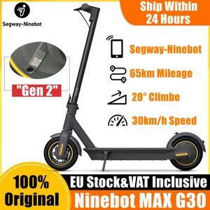 Stock UE Original Ninebot by Segway MAX G30 Scooter électrique intelligent pliable 65 km kilométrage KickScooter double frein planche à roulettes G30P avec application TVA incluse Gen 2