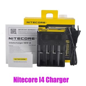 Original Nitecore New I4 Charger Digicharger LCD Affichage Batterie Intelligent 4 Slots Charge pour IMR 18650 20700 21700 Chargeurs de batterie Universal Li-ion authentique