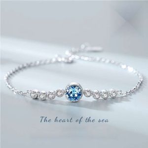 Bracelet Original en argent Sterling S925 cœur océan pour femmes, cristal autrichien, Style Instagram, bijoux