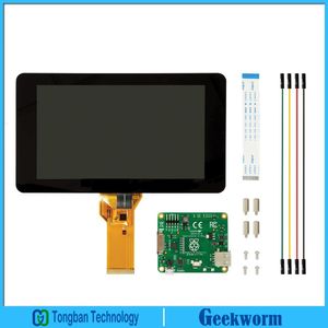 Freeshipping Originele officiële Raspberry Pi 7 inch TFT LCD-aanraakscherm Shield Monitor Display + Acryl Basishouder / Stander Kit