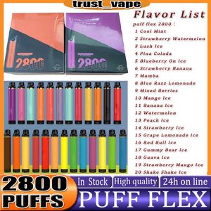 Kits de stylo jetables originaux Puff Flex QST 2800 Puff E Cigarette 2% 5% 2800 bouffées 8ML vape préremplie 20 couleurs