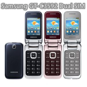 Téléphones portables d'origine remis à neuf Samsung GT-C3592 2G GSM Dual SIM Flip Phone