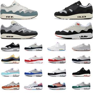 Chaussures de course originales 1s 87s pour hommes baskets baskets Desigener femmes nouveau style de Parra Patta Waves Bred Elephant White Gum EUR 36-45