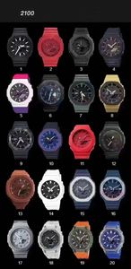 Watch Stock original 2100 Sport Digital Quartz Men's Watch completamente funcional Tiempo LED LED Auto Hand Hand Light Oak Serie