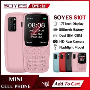 Téléphone portable d'origine Soyes S10T carte ultra mince Super Mini 2G GSM 800mAh 1.77 '' débloqué double carte SIM anti-chute anti-dérapant FM torche étudiant aîné téléphone portable