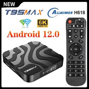 Boîtier TV intelligent T95 Max d'origine Android12 Allwiner H618 4K HDR10 AV1 2.4G/5G BT4.0 Ultra HD HDR T95Max préfixe TV VS X96 Plus Tanix