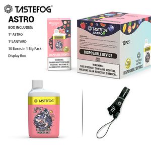 Original Tastefog Astro 7000 Puff jetable Vape Box 2% Mesh Coil Cigarette électronique Vapes Kit Shisha 16 ml 650 mAh 12 saveurs avec lanière gratuite prix de gros