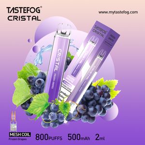 Original Tastefog Cristal 800 Puff Vaporisateur jetable Puffs 800 E-Cigarette 2% 2ml 500mAh 10 Saveurs Prix de gros avec lumière LED