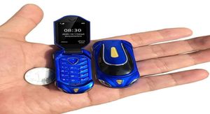 Original Ulcool F18 Flip Super Mini Teléfonos con llave de coche Tarjeta SIM única Móvil Bluetooth Teléfono celular desbloqueado de lujo dibujos animados para niños cellph1457599