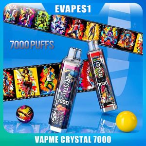VapMe Crystal 7000 Puffs Disposable Vape Pen 14ml Cigarette E préfichée 0/2/3/5% NIC avec 650mAh Batter