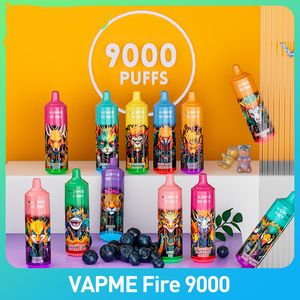 Original VAPME Fire 9000 Puffs jetables Vape Pen Pods E Cigarette 0/2/3/5% Nic avec batterie rechargeable 850mAh Bobine de maille 15ml Barre de dosettes préremplie PK Randm bang 12000puff