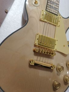 Guitarra eléctrica de madera original, herrajes electrónicos dorados, afinador de cuerdas con cerradura, cabezal de guitarra de arce, diapasón de arce, cuerpo de chapa de arce delantera y trasera, en stock