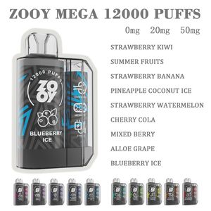 Original zooy mega puff 12000 vape desechable e cigarrillo puff vape desechable puff 9000 puffbar batería recargable 0% 2% 5% kit de pluma vape carros precargados pod 12k