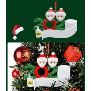 Adorno Decoraciones navideñas Colgantes de muñeco de nieve con mascarilla DIY Árbol de Navidad Fiesta familiar Regalo lindo 10.18