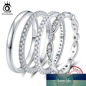 ORSA JEWELS 100% sólida plata 925 anillos de mujer anillo de boda de eternidad de circonio pavimentado completo joyería de moda para mujer SR70 precio de fábrica diseño experto calidad