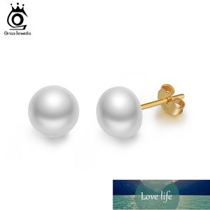 ORSA JEWELS Boucles d'oreilles en argent sterling 925 pour femmes Véritable perle d'eau douce 8 MM Couleur or Femme Bijoux de fête SE86 Conception experte à prix usine Qualité