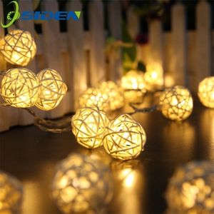 OSIDEN RATTAN Ball LED String Light 5m 20led White White Fairy Holiday For Party Christmas Wedding Decoration Y201020